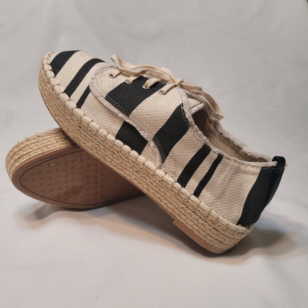 Dolce Vita DV Black White Stripe Lace-Up Canvas Espadrille Sneaker Shoes Size 11